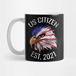 US citizen est. 2021, eagle in colors of US flag, Mug